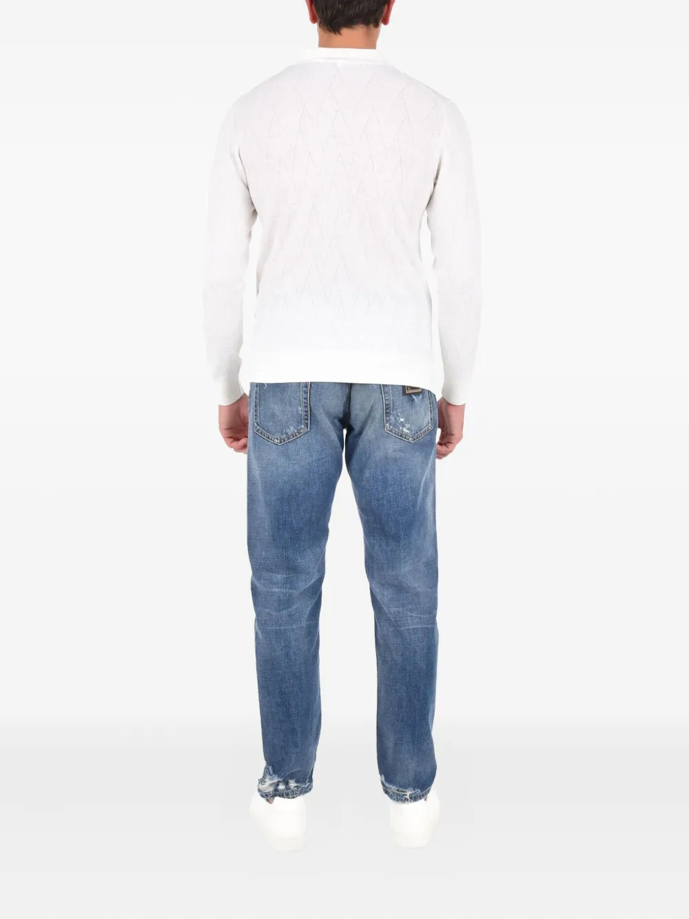 Boglioli Collared Patterned T-shirt In White