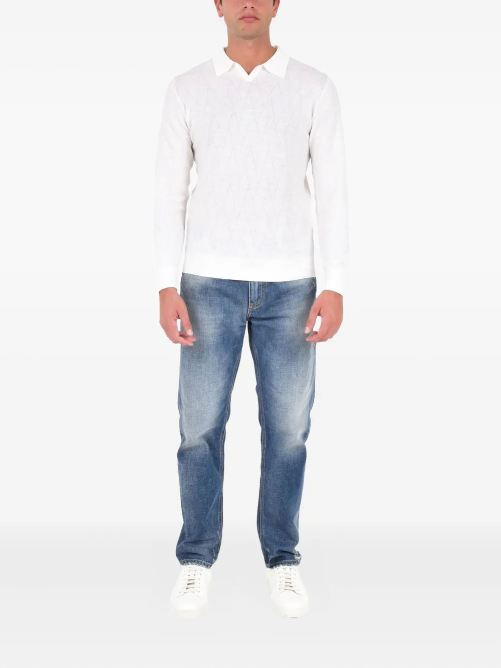 Boglioli T-shirt met kraag - Wit