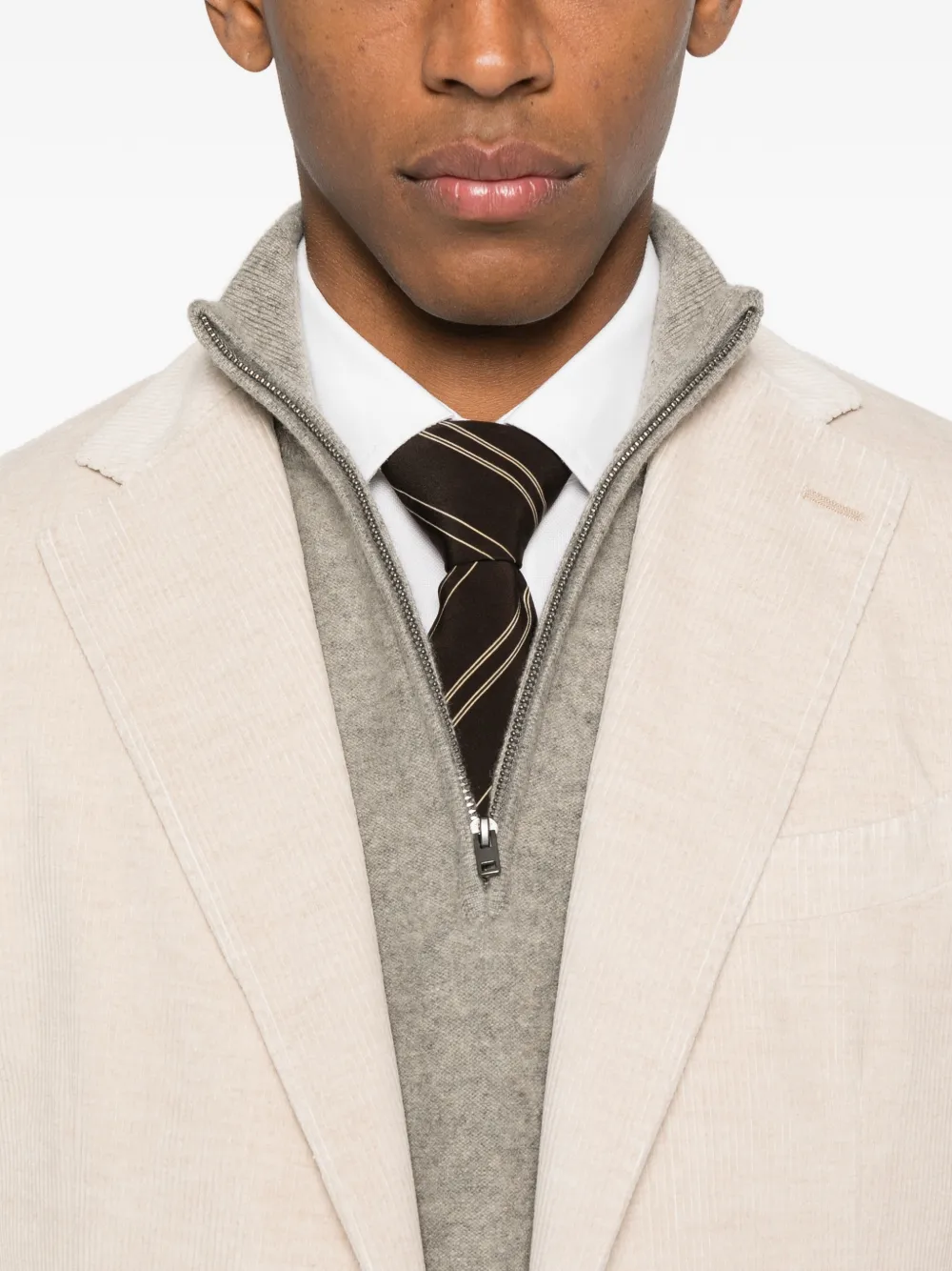 Santaniello Ribfluwelen blazer Beige