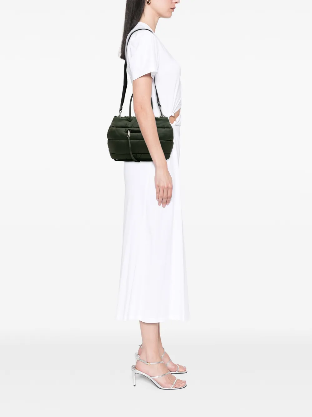 Pre-owned Prada 2013-2025 Tessuto Bomber Satchel In Green