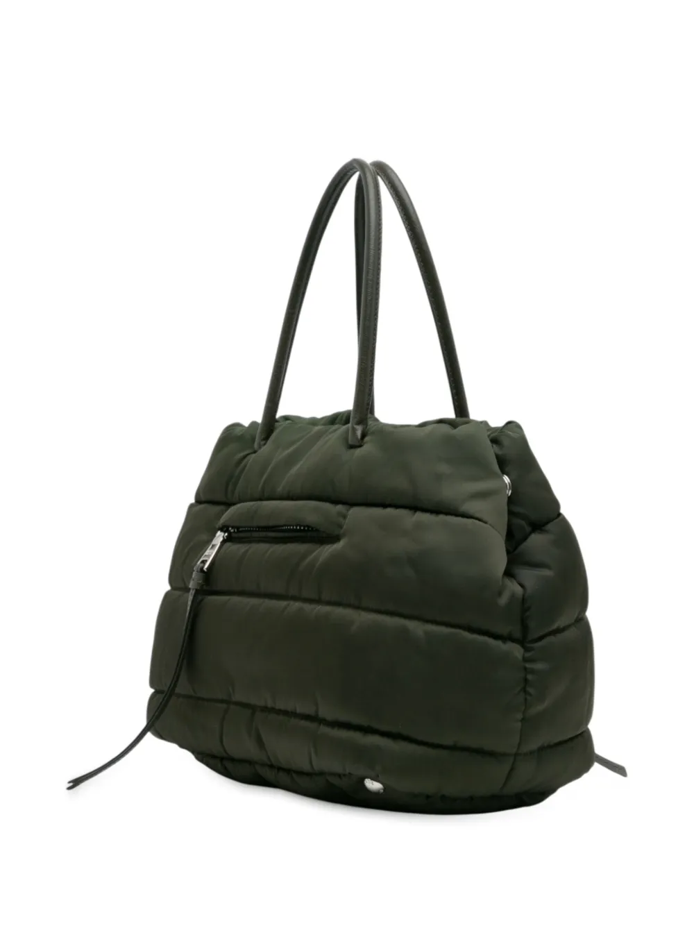 Pre-owned Prada 2013-2025 Tessuto Bomber Satchel In Green