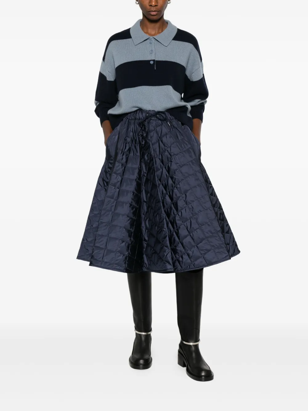 Prada quilted drawstring midi skirt - Blauw