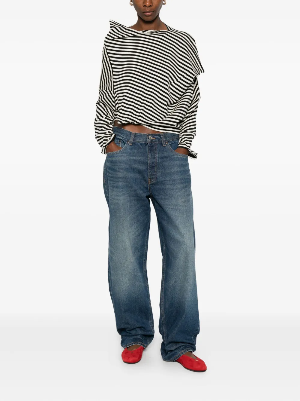 Junya Watanabe striped blouse - Zwart