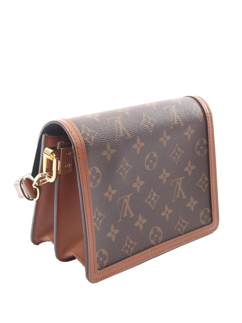 Pre-owned Louis Vuitton 2021-2025 Monogram Reverse Mini Dauphine Satchel In Brown