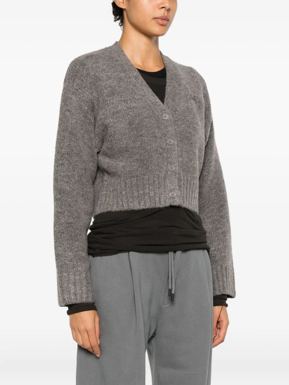 Wrstbhvr Kamilla V2 Button Embroidered Cardigan In Gray