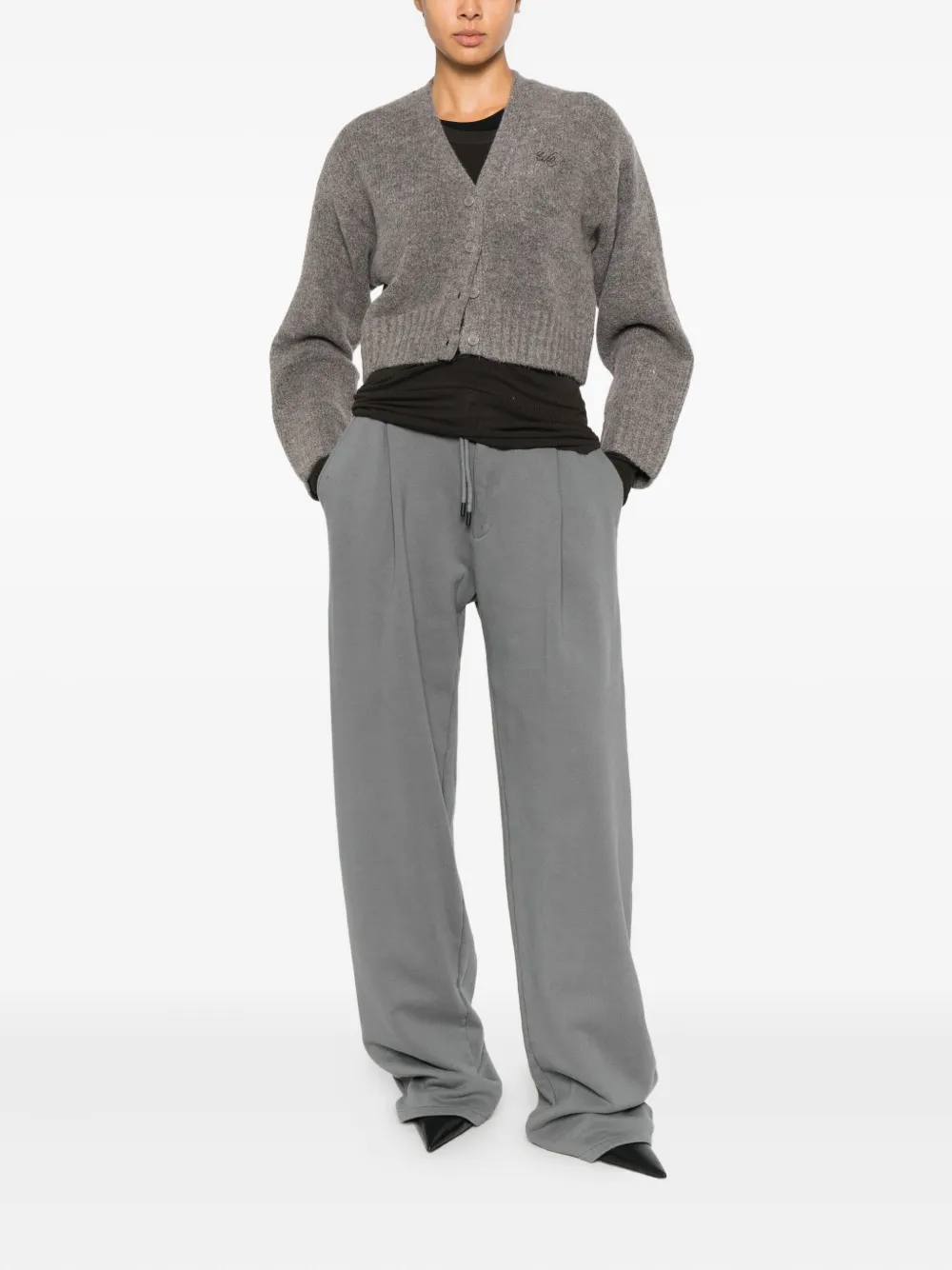 Wrstbhvr Kamilla V2 Button Embroidered Cardigan In Gray