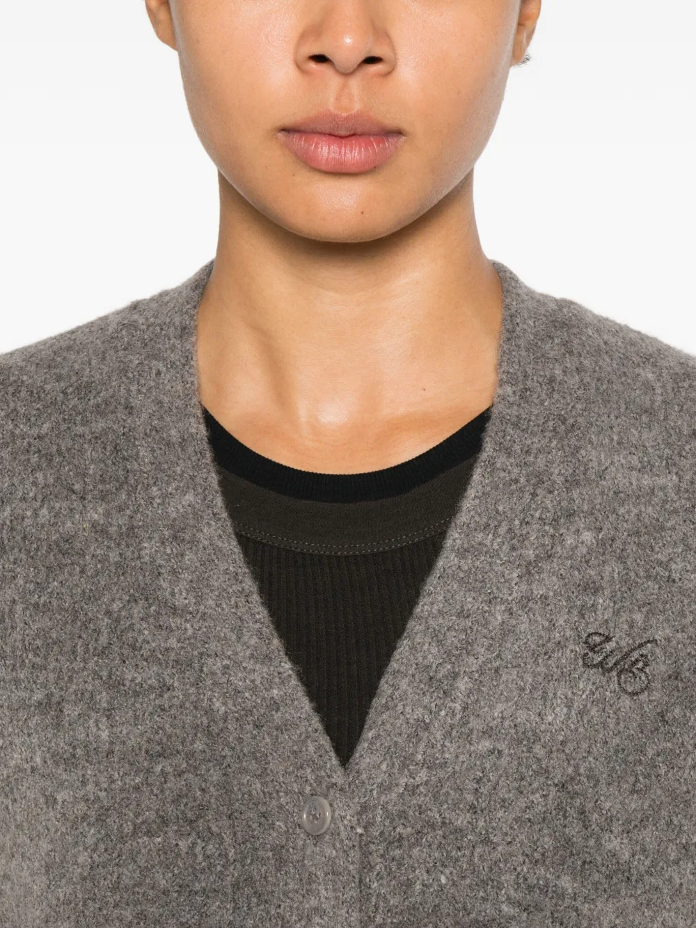 Wrstbhvr Kamilla V2 Button Embroidered Cardigan In Gray