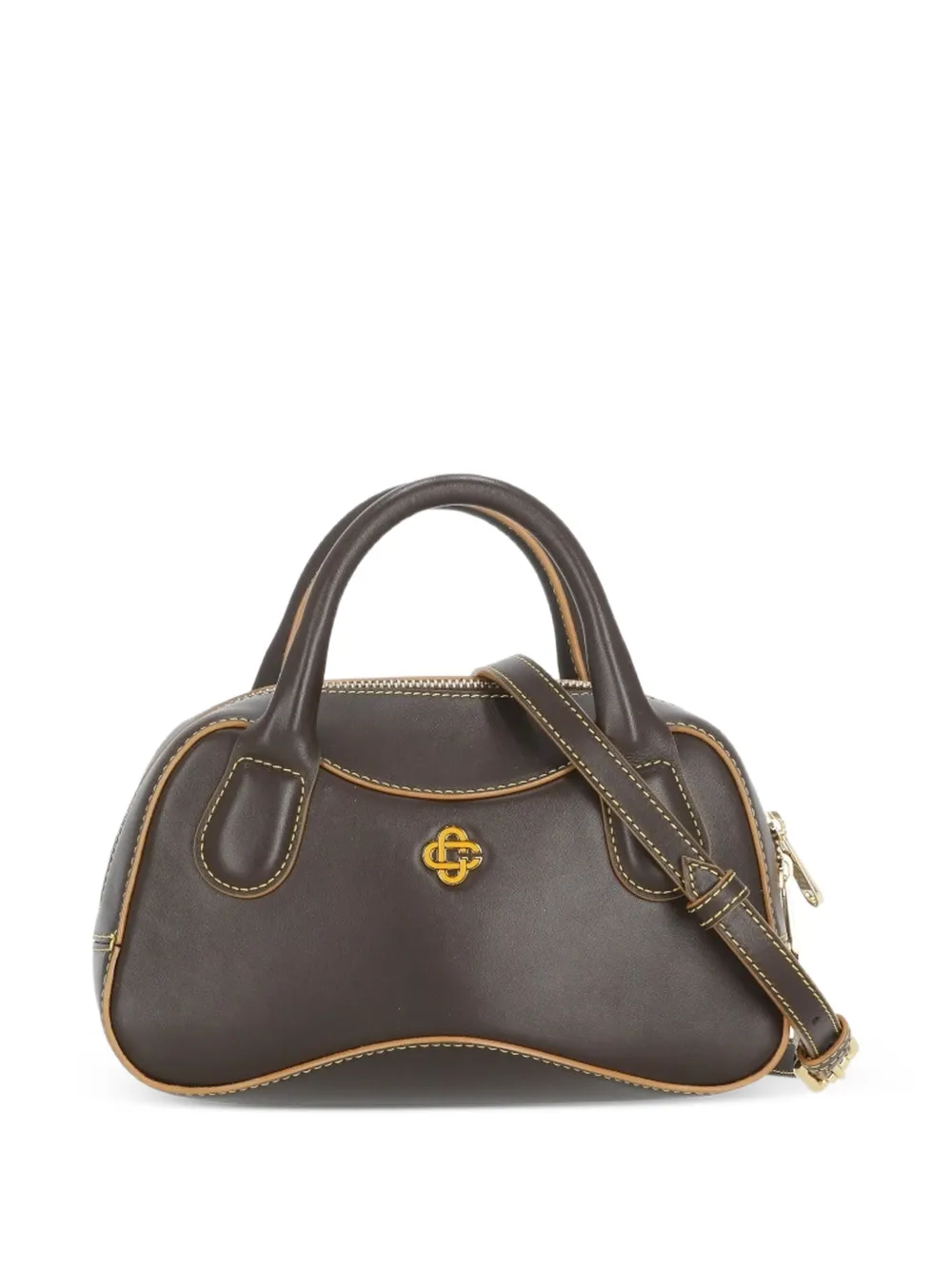 Casablanca Louise top-handle logo-plaque tote bag - Marrone