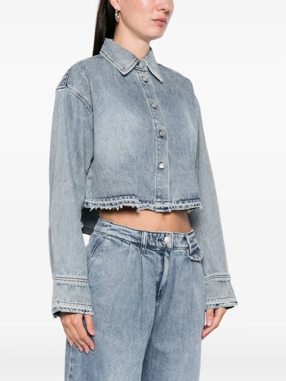Wrstbhvr Jella Frayed-hem Shirt In Blue