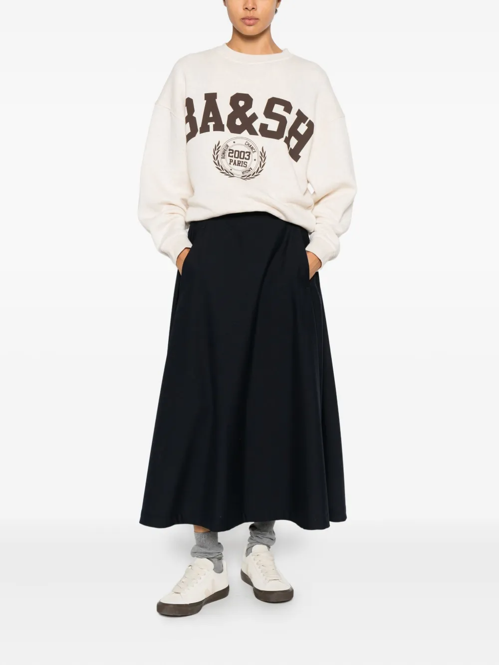 Add A-line midi skirt - Blauw