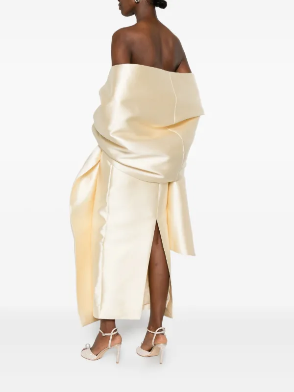 Solace London The Renee Strapless Midi Dress | Neutrals | FARFETCH