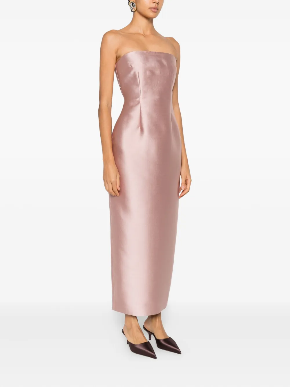 Solace London Renee Strapless Maxi Dress In Pink