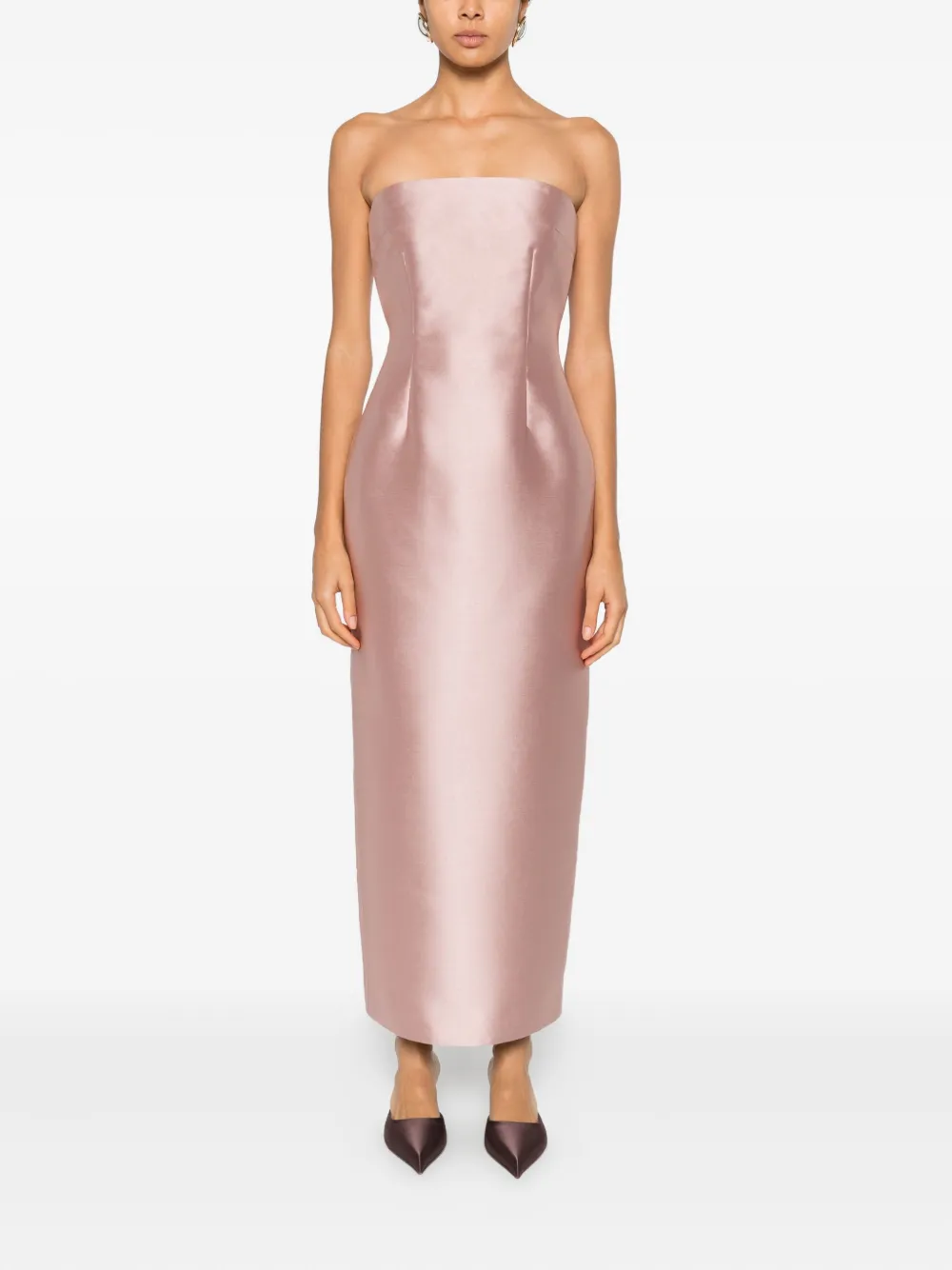 Solace London Renee Strapless Maxi Dress In Pink