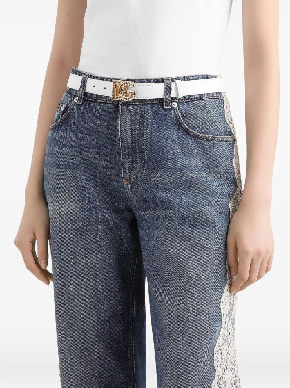  Dolce & Gabbana Cinturón Con Aplique Del Logo - Blanco 