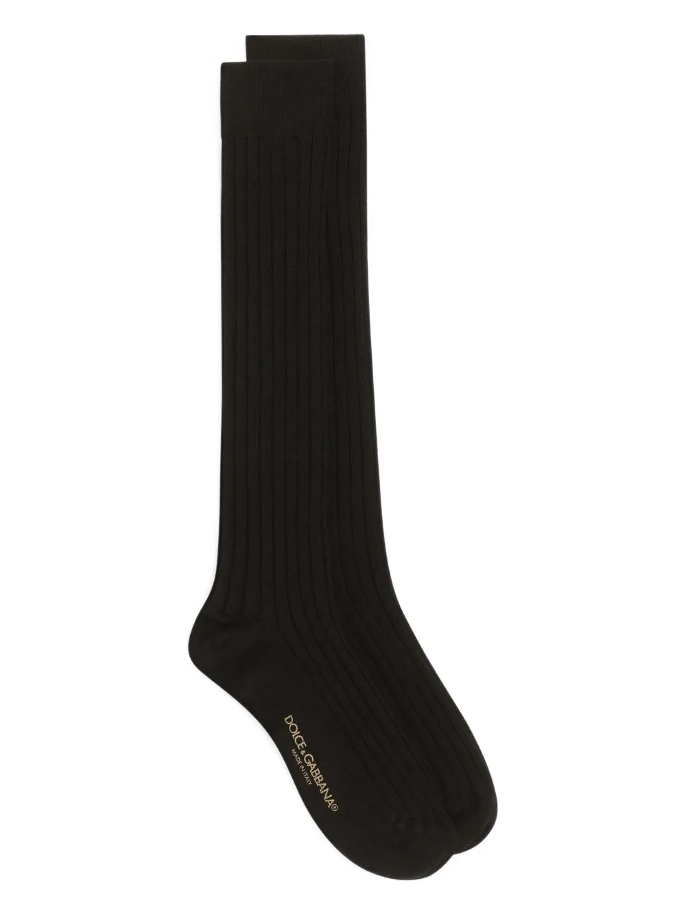 Dolce & Gabbana Ribbed Logo-print Socks In Black