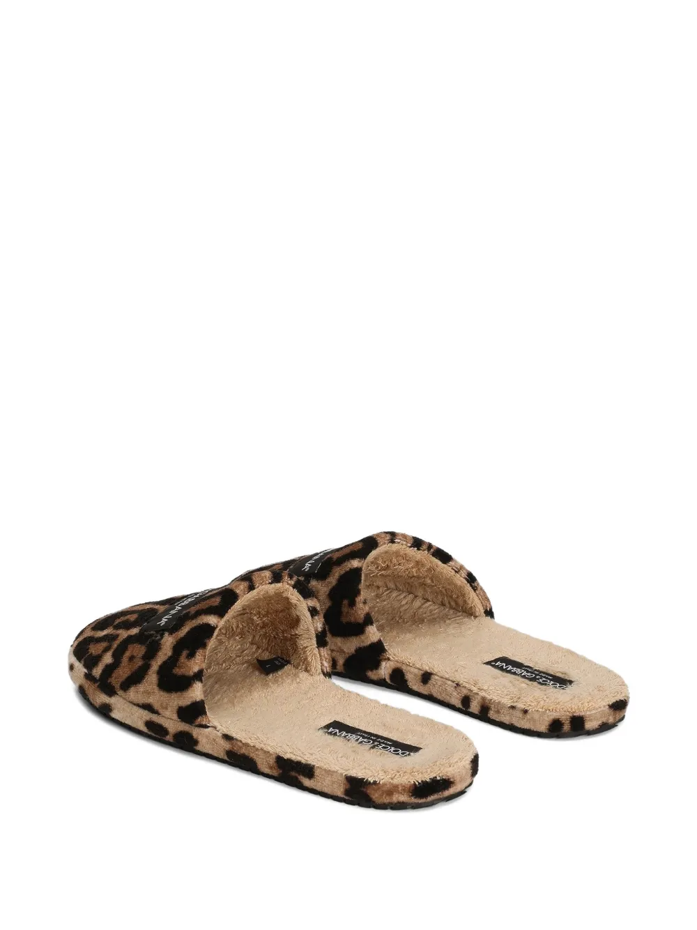 Dolce & Gabbana Slippers met luipaardprint en logopatch Bruin
