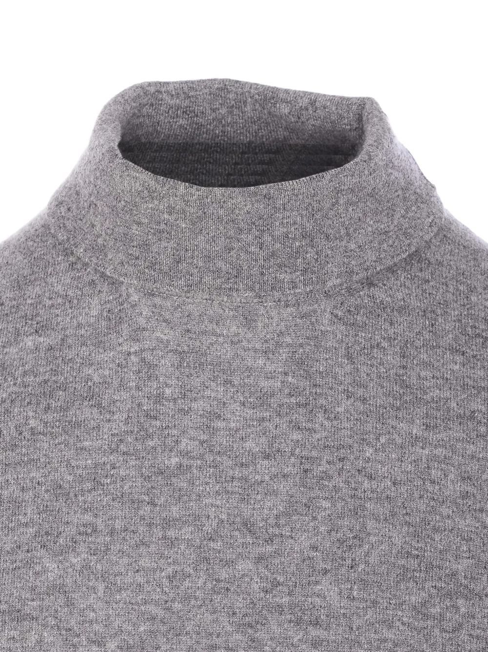 Gucci High Neck Turtleneck Sweater With Ribbed Trim In Gray