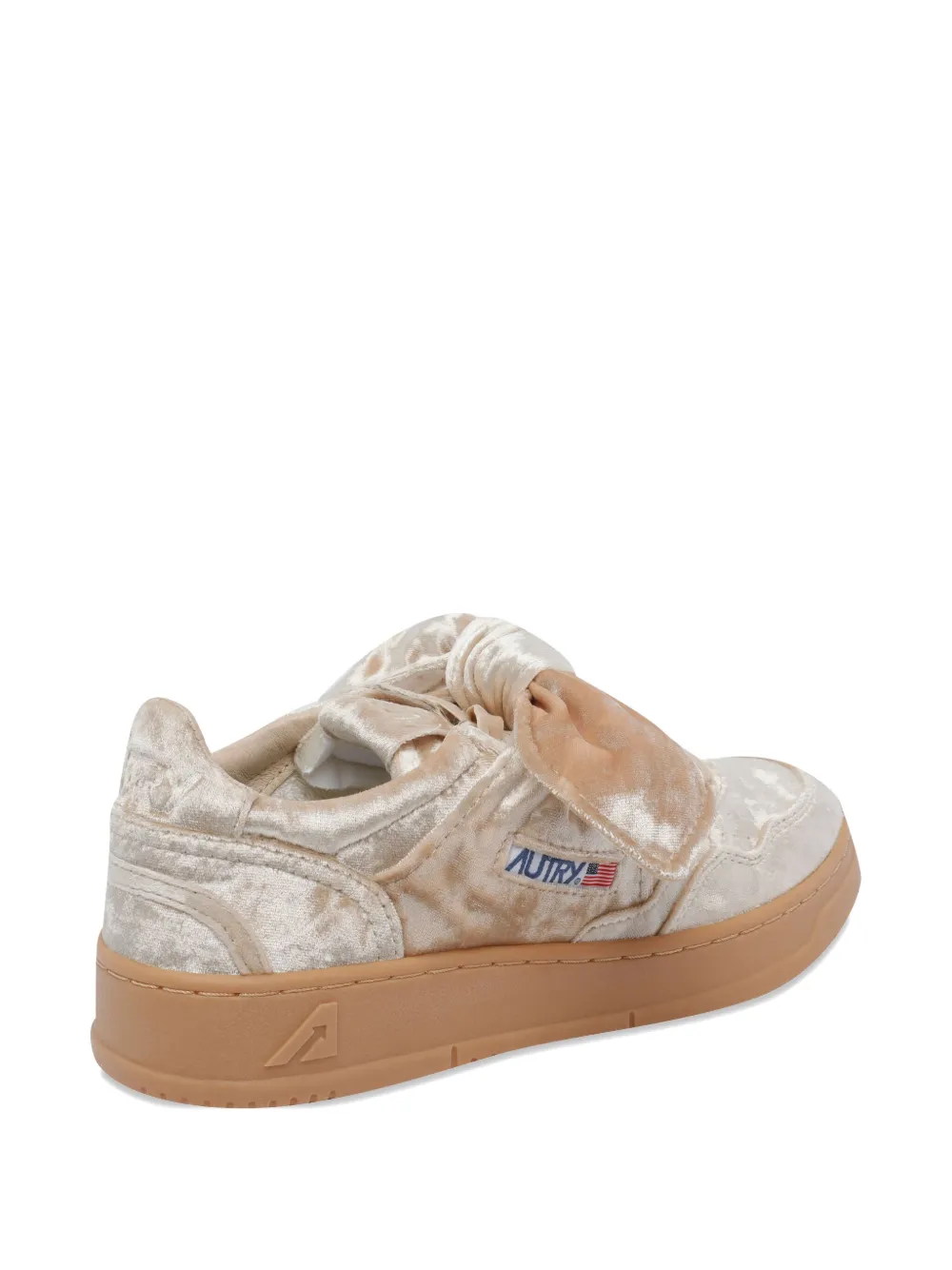 Autry Velvet Sneakers With Frontal Bow Detail In Neutral
