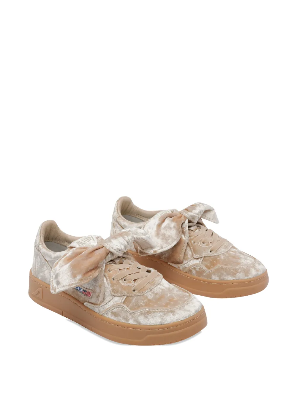 Autry Velvet Sneakers With Frontal Bow Detail In Neutral