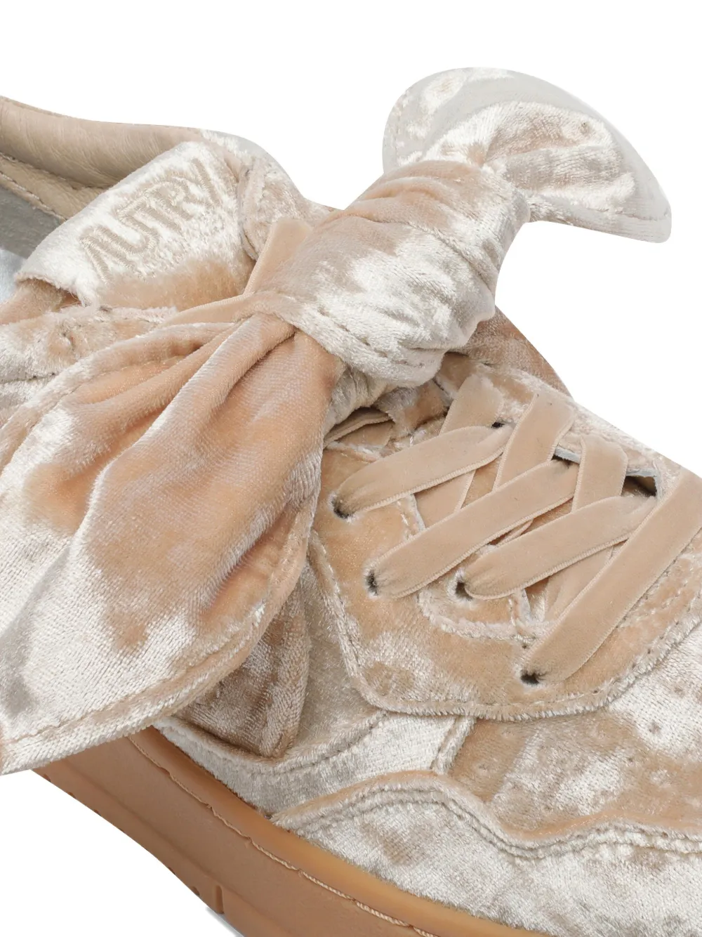 Autry Velvet Sneakers With Frontal Bow Detail In Neutral
