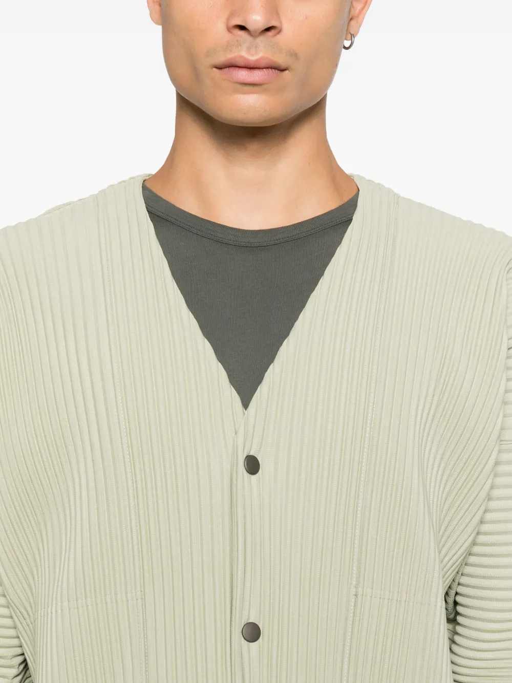 Homme Plissé Issey Miyake Plissé vest met knopen Groen