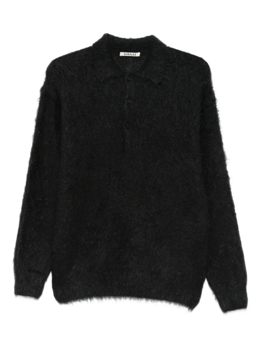 Auralee ロングスリーブ ポロシャツ - ブラック