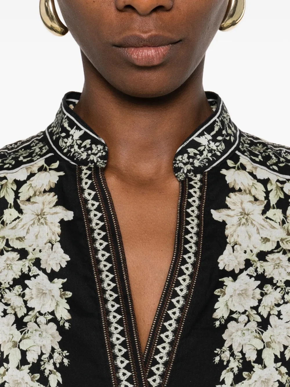 alice + olivia Valencia gelaagde mini-jurk met bloemen Zwart