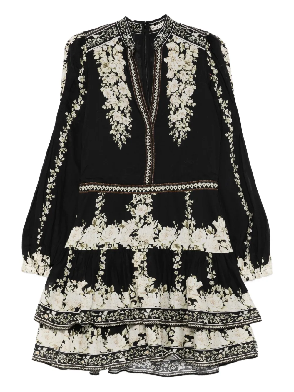 alice + olivia robe courte Valencia à fleurs | noir | Image 1