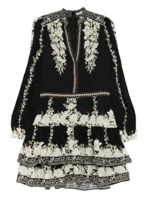 Alice + Olivia Cade embroidered-floral Mini Dress | Blue | FARFETCH