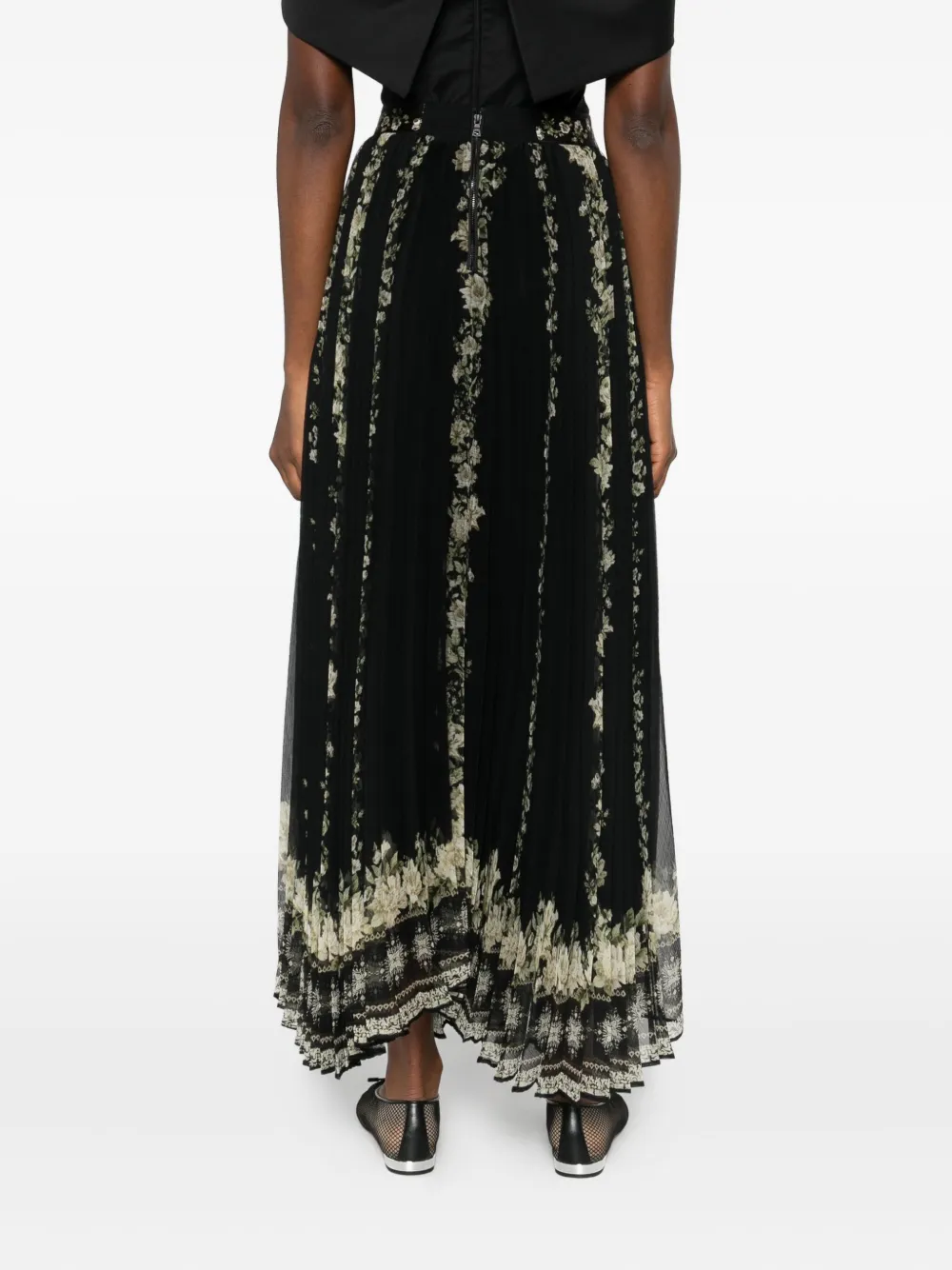 alice + olivia Katz geplooide maxi-rok met bloemenprint Zwart
