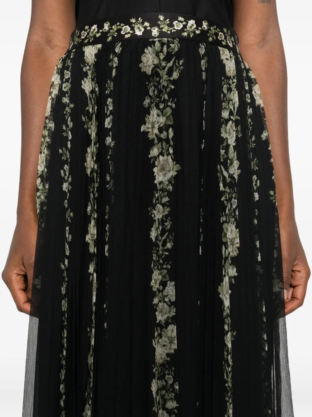 alice + olivia Katz geplooide maxi-rok met bloemenprint Zwart