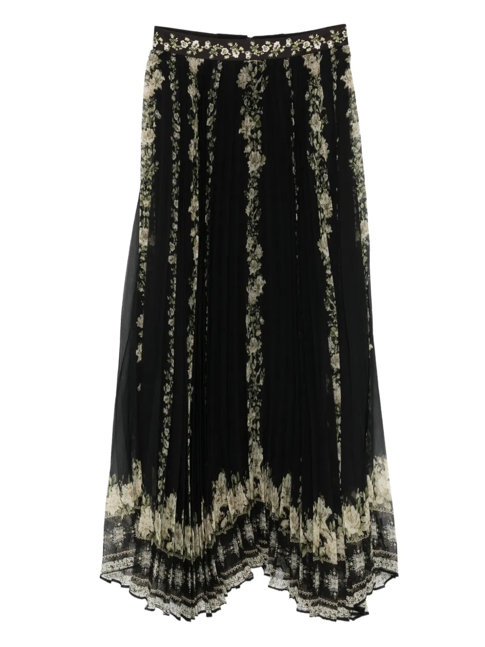 alice + olivia Katz floral pleated maxi skirt - Nero