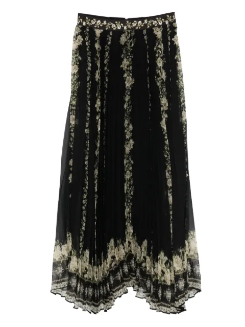 alice + olivia Katz floral pleated maxi skirt