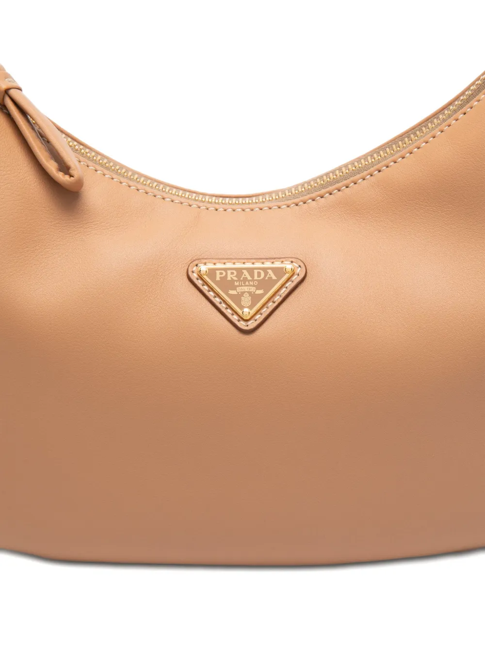 Prada Schoudertas met logoplakkaat Beige