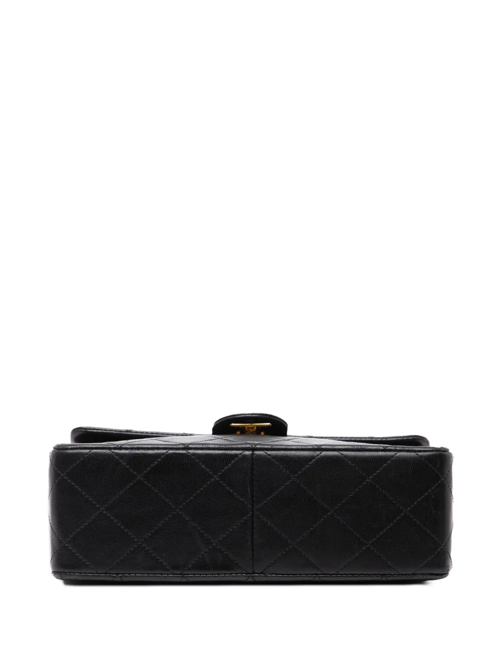 Pre-owned Chanel 1989-1991 Square Quilted Lambskin Single Flap Shoulder Bag In Black