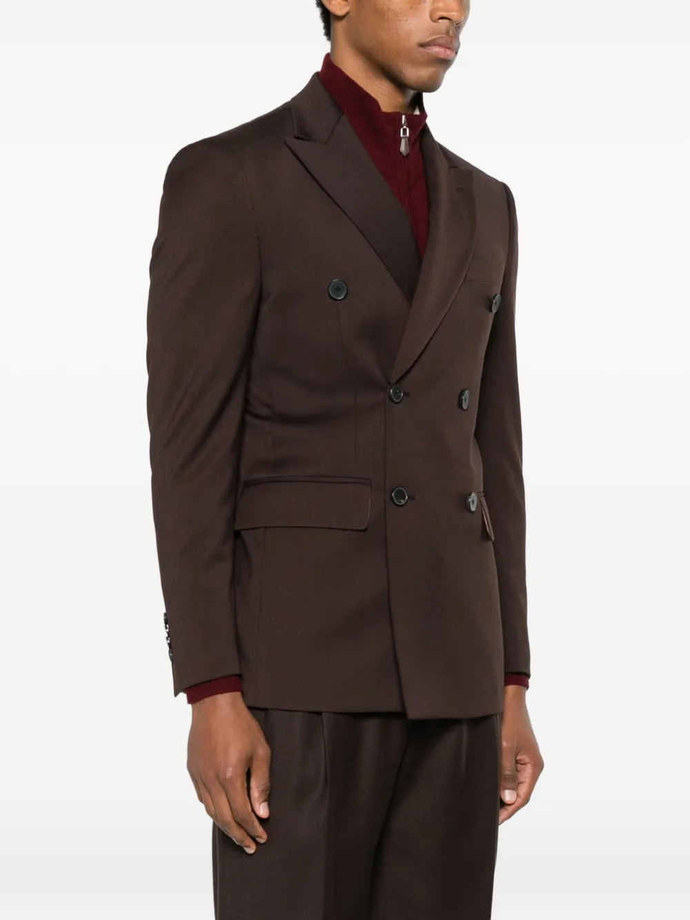 Amaranto Double-breasted Blazer In Brown