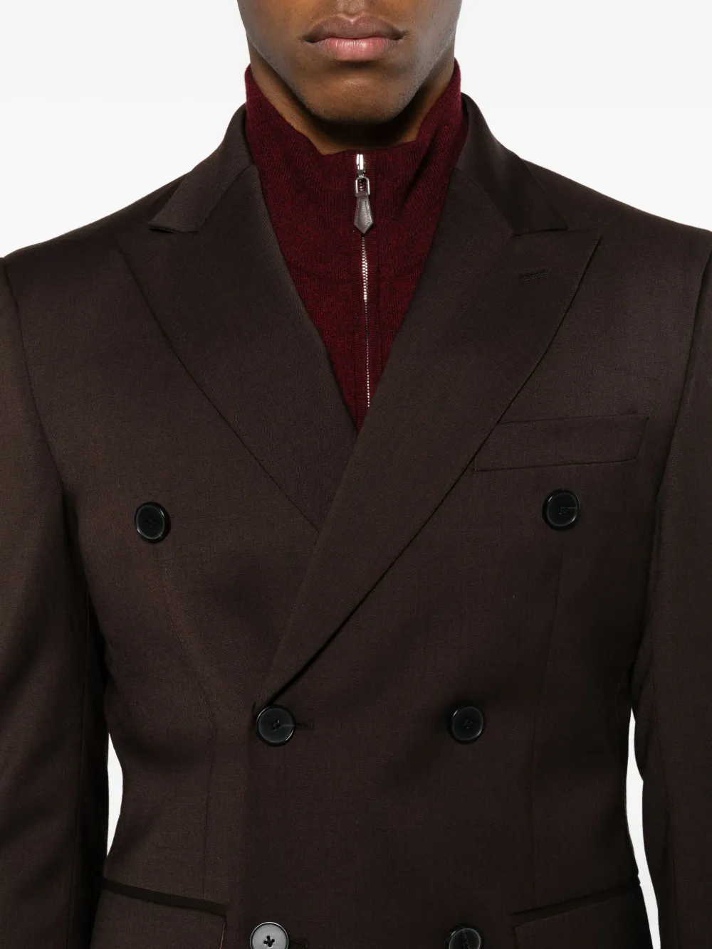 Amaranto Double-breasted Blazer In Brown