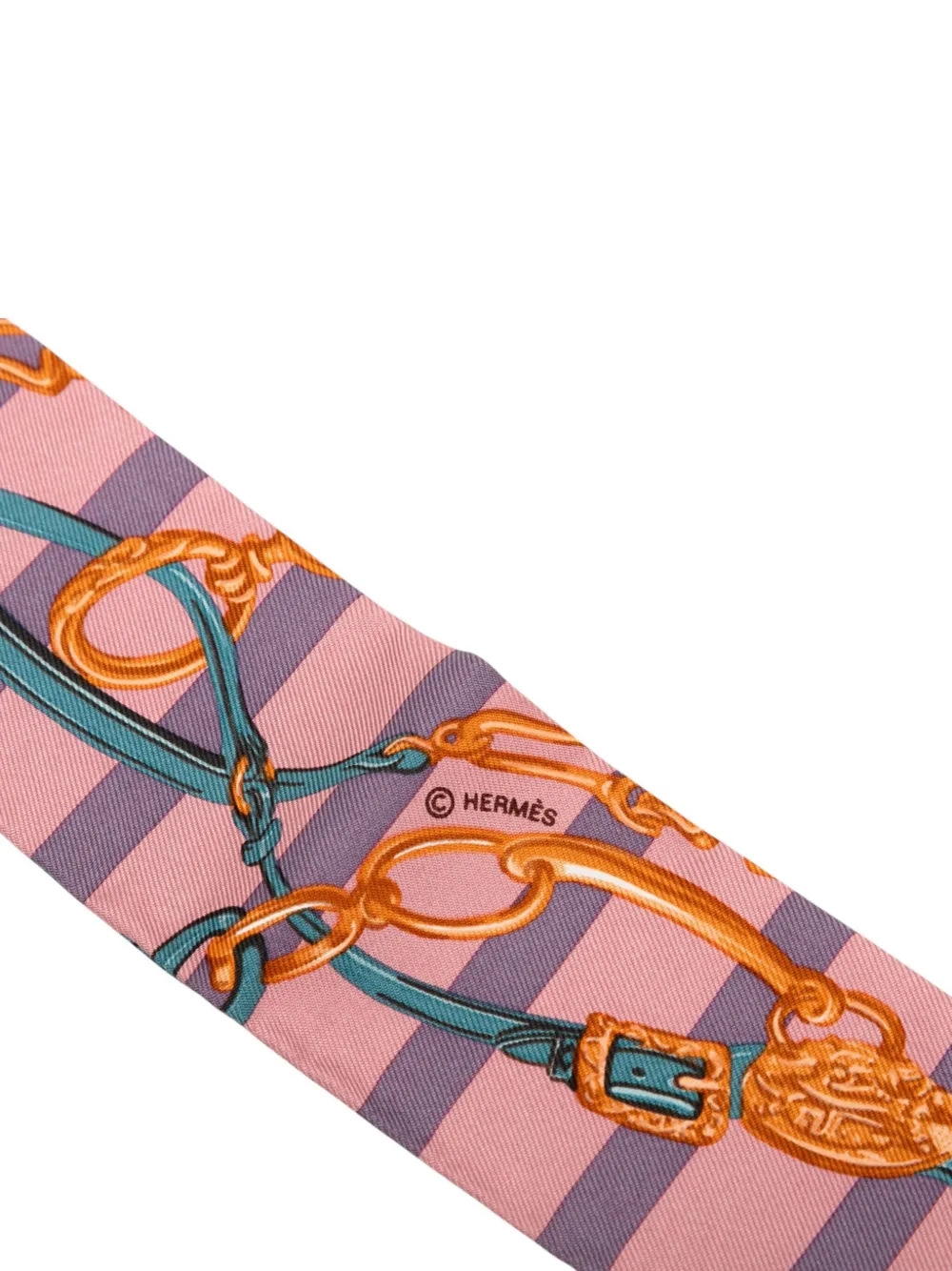 Pre-owned Hermes 1999-2007 Brides De Gala Bayaderes Silk Twilly Scarf Scarves In Blue