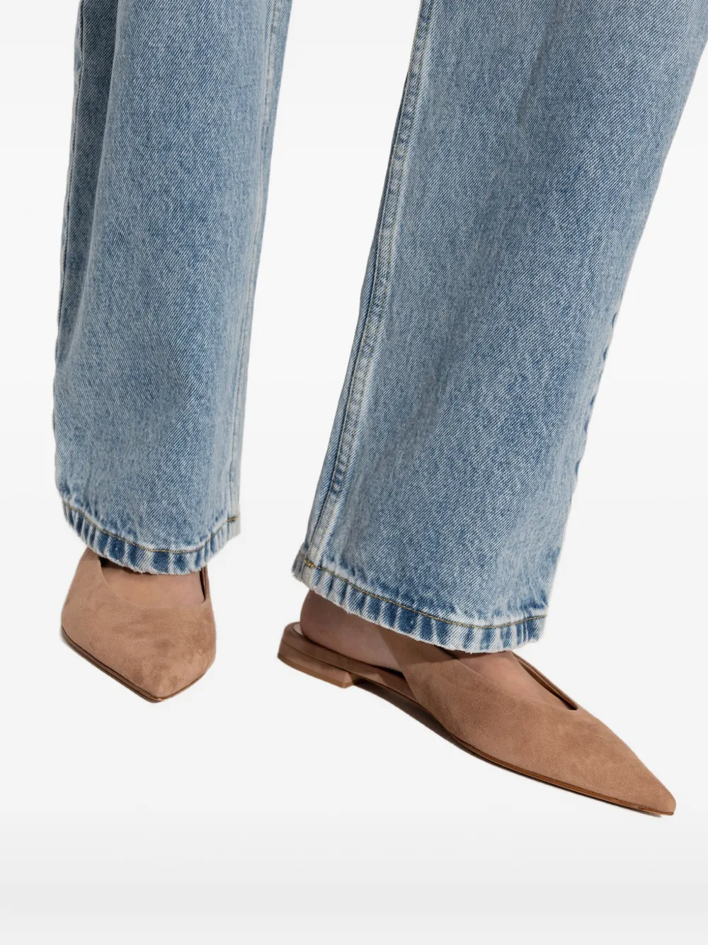 Gianvito Rossi Pointed Sling-back Flat Pumps In Brown