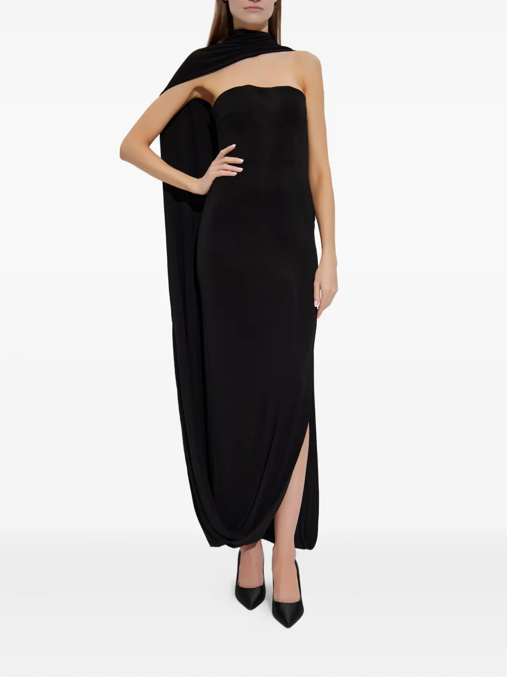 Cult Gaia Maxi-jurk met cape Zwart
