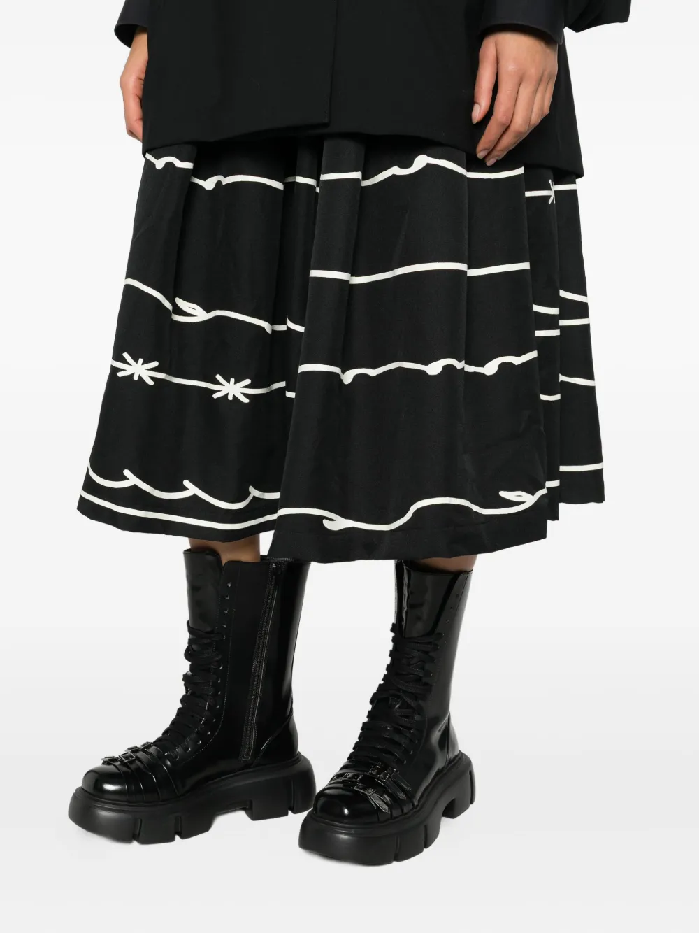 Black Comme Des Garçons Midi-plooirok met print Zwart