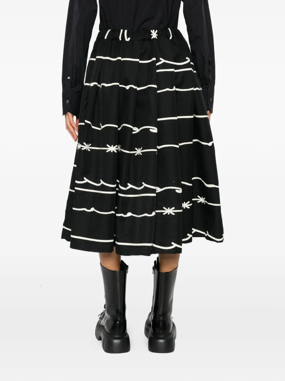 Black Comme Des Garçons Midi-plooirok met print Zwart