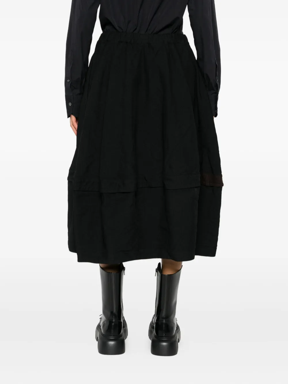 Black Comme Des Garçons Elasticated-wais Panelled Midi Skirt In Black