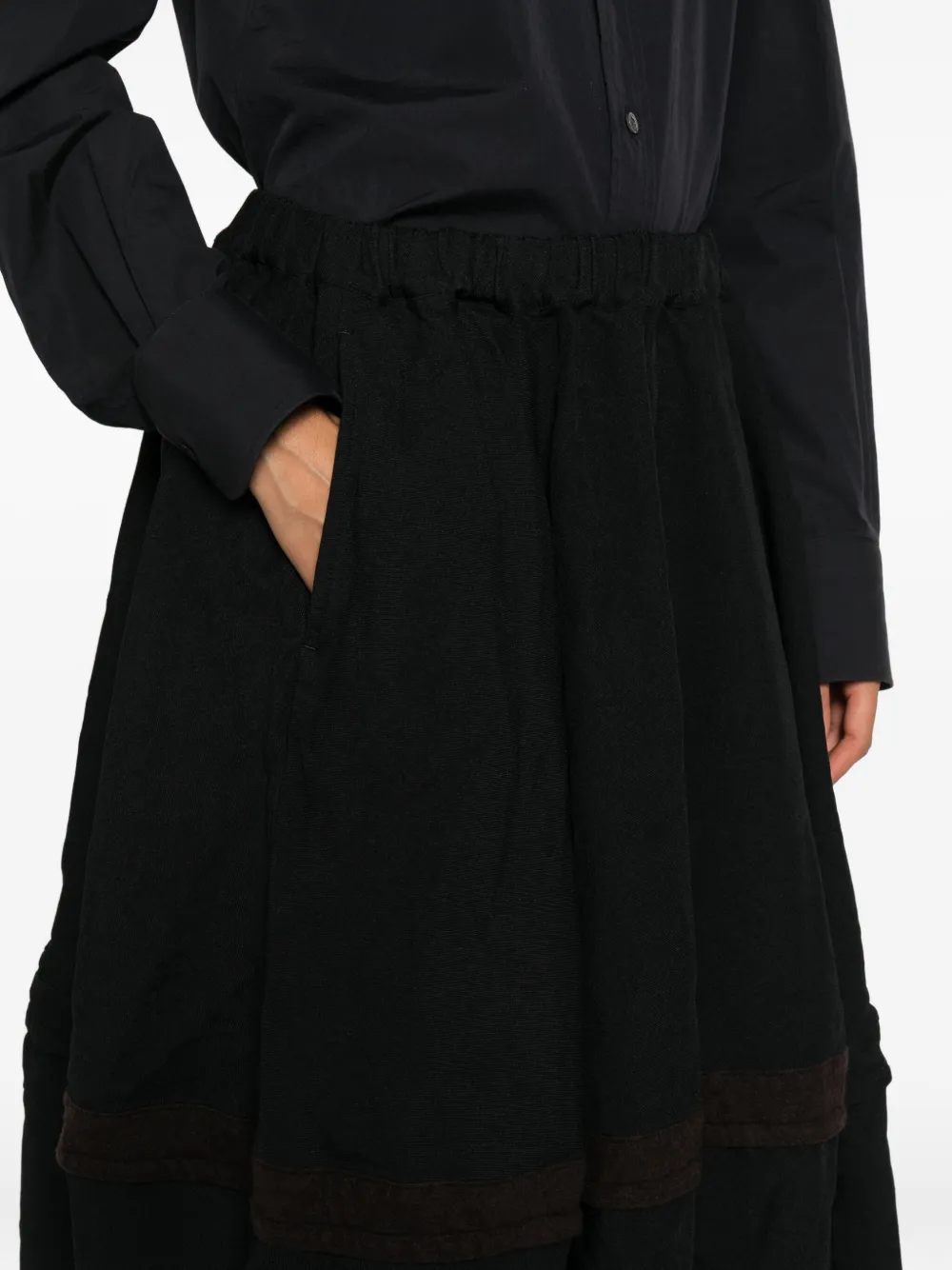 Black Comme Des Garçons Elasticated-wais Panelled Midi Skirt In Black