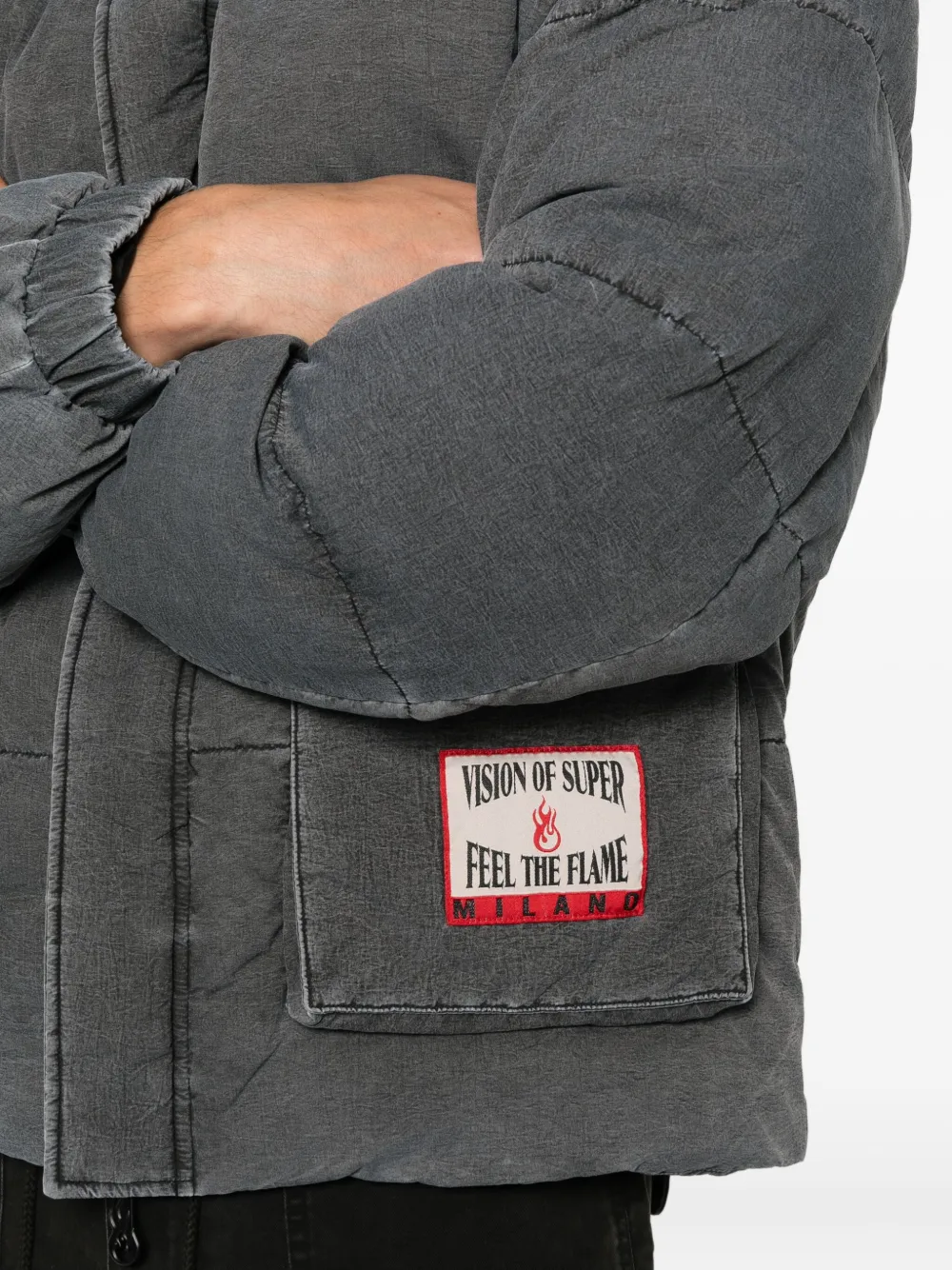Vision Of Super Hooded Padded Jacket In Gray