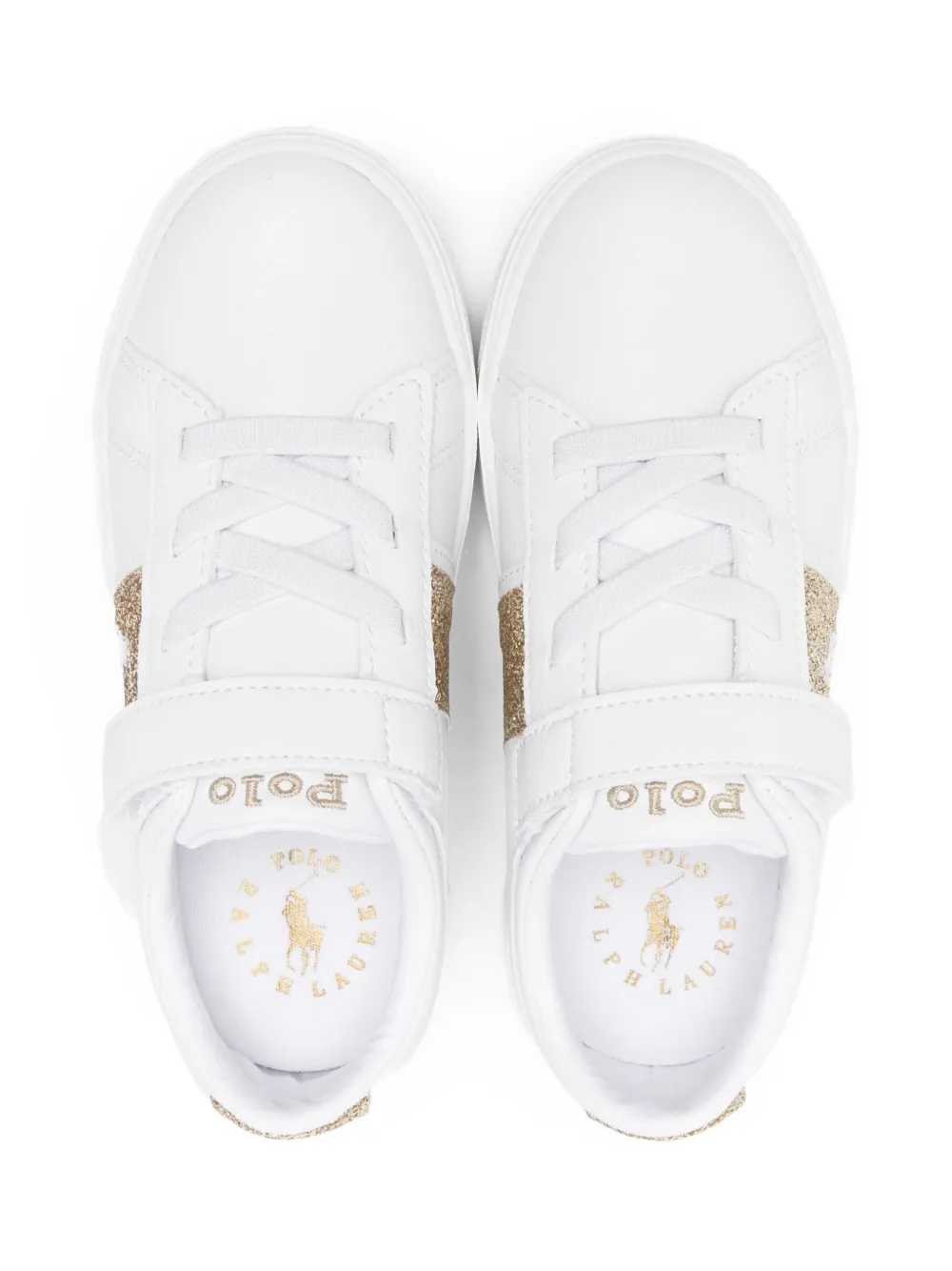 POLO RALPH LAUREN KIDS Sneakers met glitter Wit