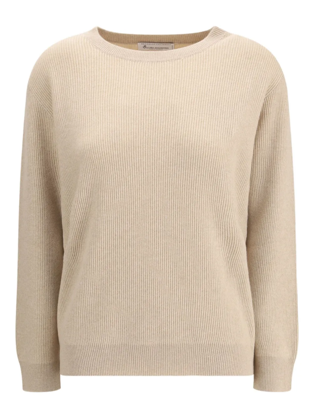 Brunello Cucinelli Ribbed Crew-neck Sweater In Neutral