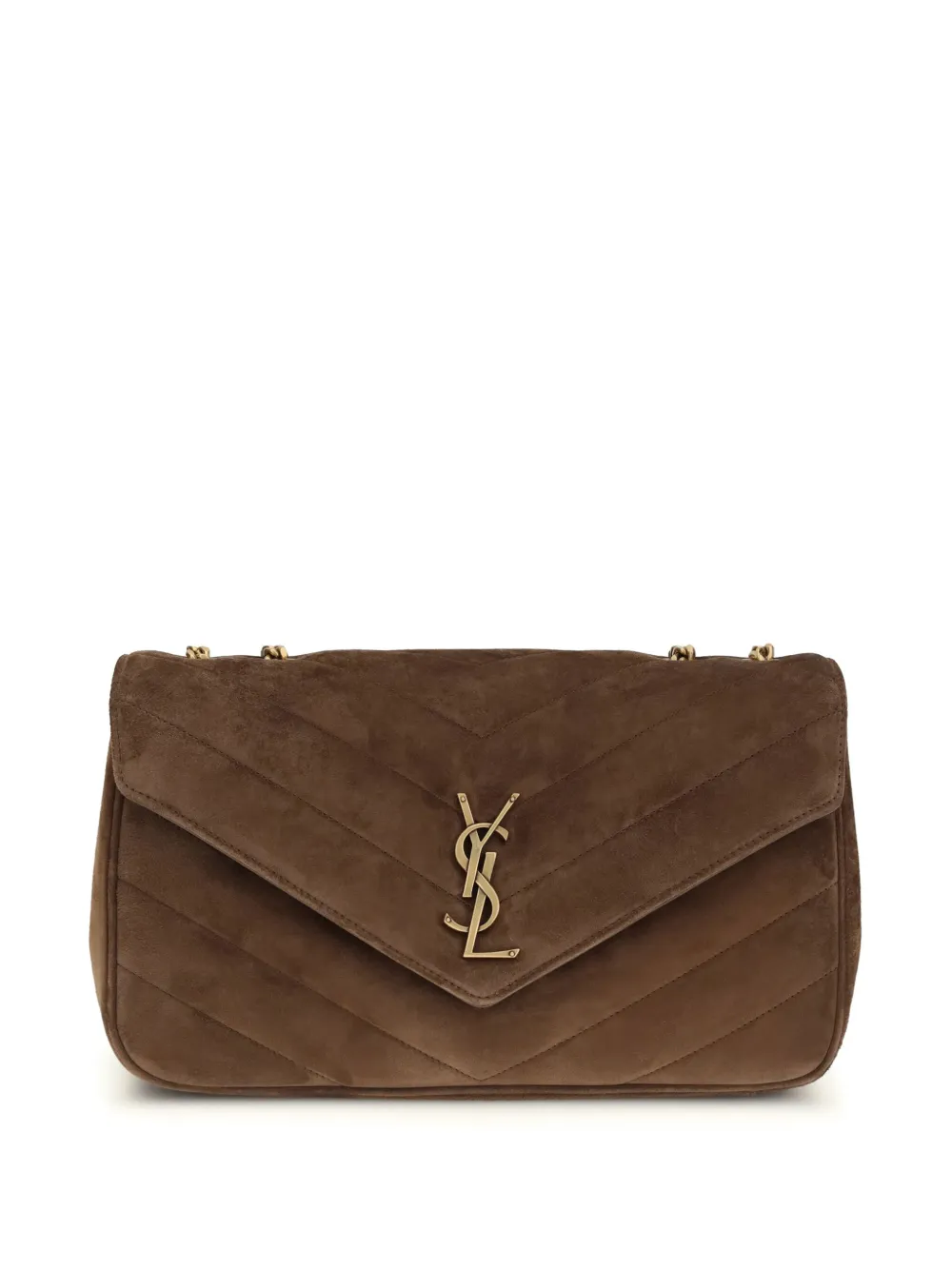 Saint Laurent Medium Loulou Quilted Chain-strap Shoulder Bag In Brown
