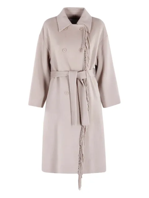 Isabelle Blanche fringed-detail belted coat