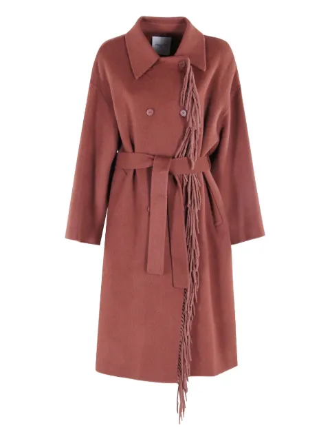 Isabelle Blanche fringed-detail belted coat